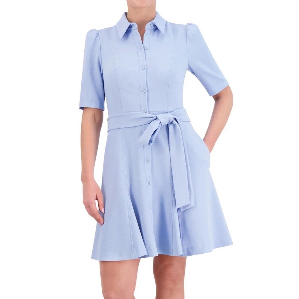 Light Blue Button-Up Dress
